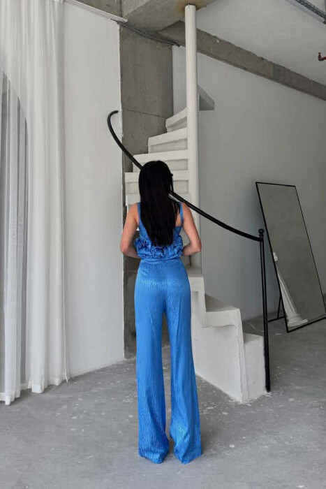 SET XHAKETE E SHKURTER+ KANATIERE+PANTALLONA TE GJERA PER FEMRA NE NGJYRE BLU - 5