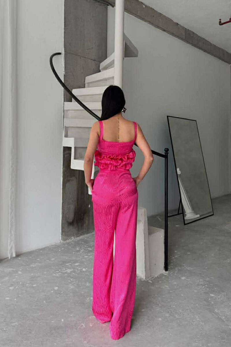 SET XHAKETE E SHKURTER+ KANATIERE+PANTALLONA TE GJERA PER FEMRA NE NGJYRE CIKLAMI - 3