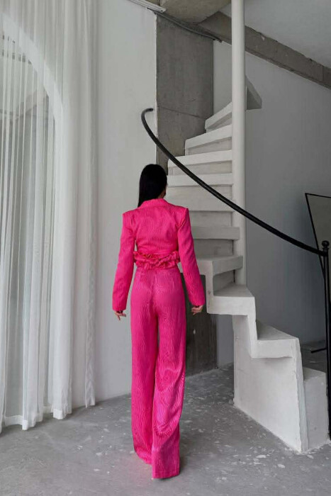 SET XHAKETE E SHKURTER+ KANATIERE+PANTALLONA TE GJERA PER FEMRA NE NGJYRE CIKLAMI - 4