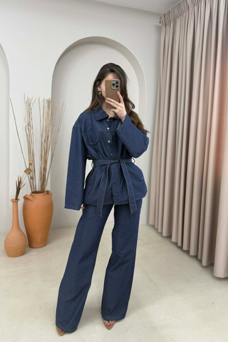 SET XHINS NJE NGJYRESH KEMISHE + PANTALLONA PER FEMRA NE NGJYRE BLU - 2