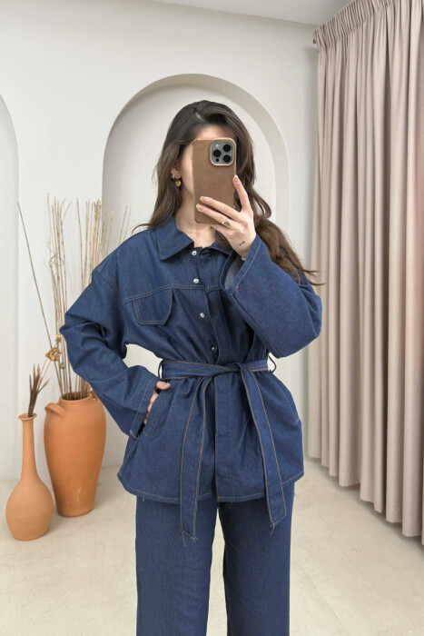 SET XHINS NJE NGJYRESH KEMISHE + PANTALLONA PER FEMRA NE NGJYRE BLU - 3