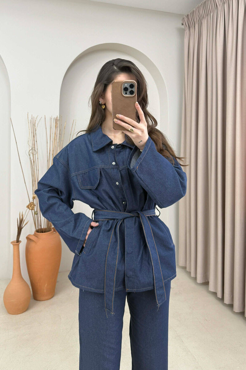 SET XHINS NJE NGJYRESH KEMISHE + PANTALLONA PER FEMRA NE NGJYRE BLU - 3