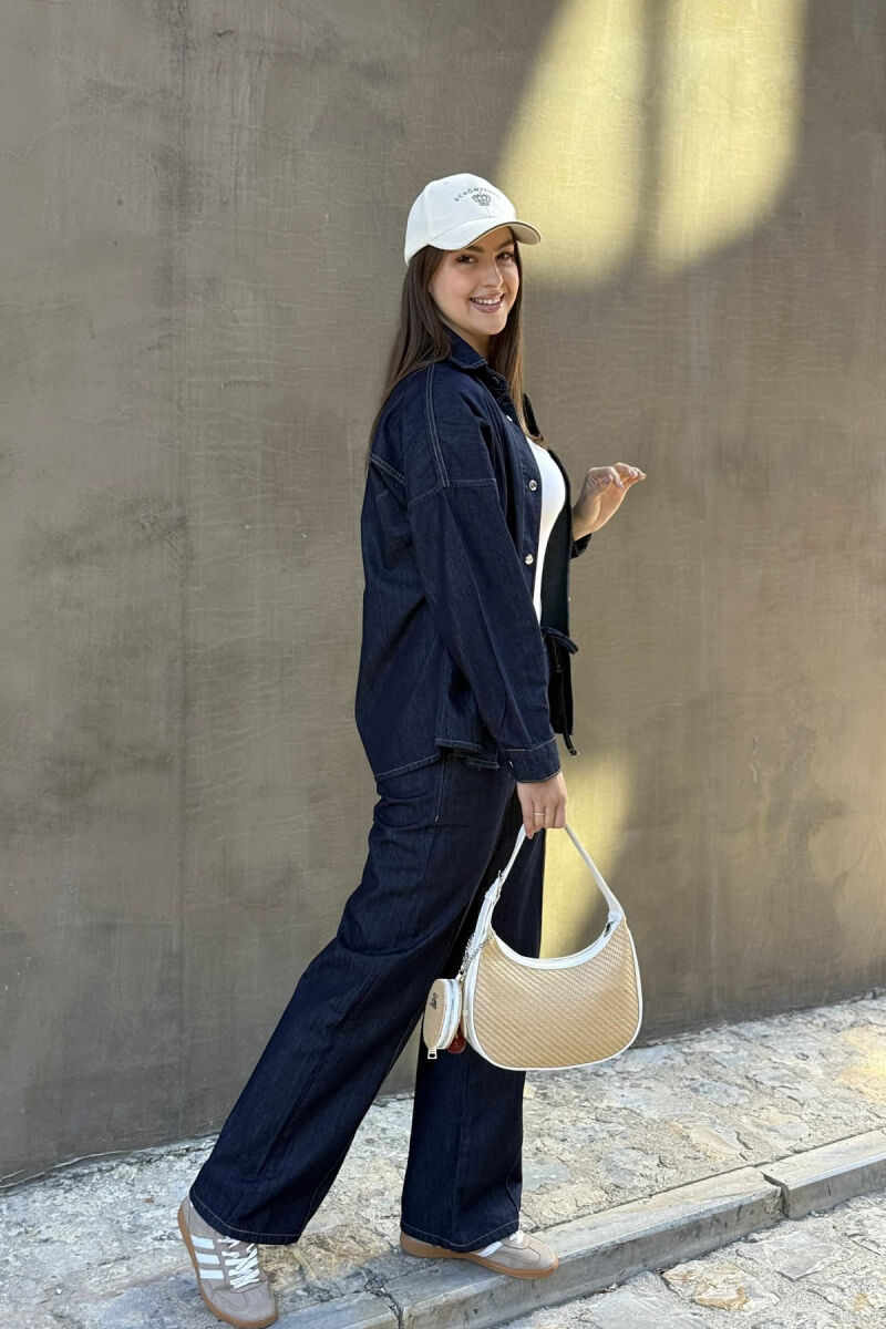 SET XHINS KËMISHË+PANTALLONA PËR FEMRA NË NGJYRË BLU - 3