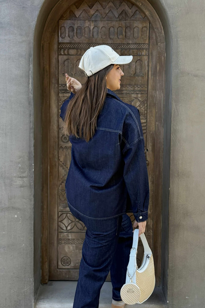 SET XHINS KËMISHË+PANTALLONA PËR FEMRA NË NGJYRË BLU - 6