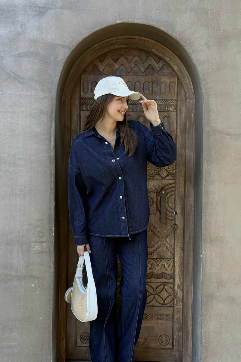 SET XHINS KËMISHË+PANTALLONA PËR FEMRA NË NGJYRË BLU - 5