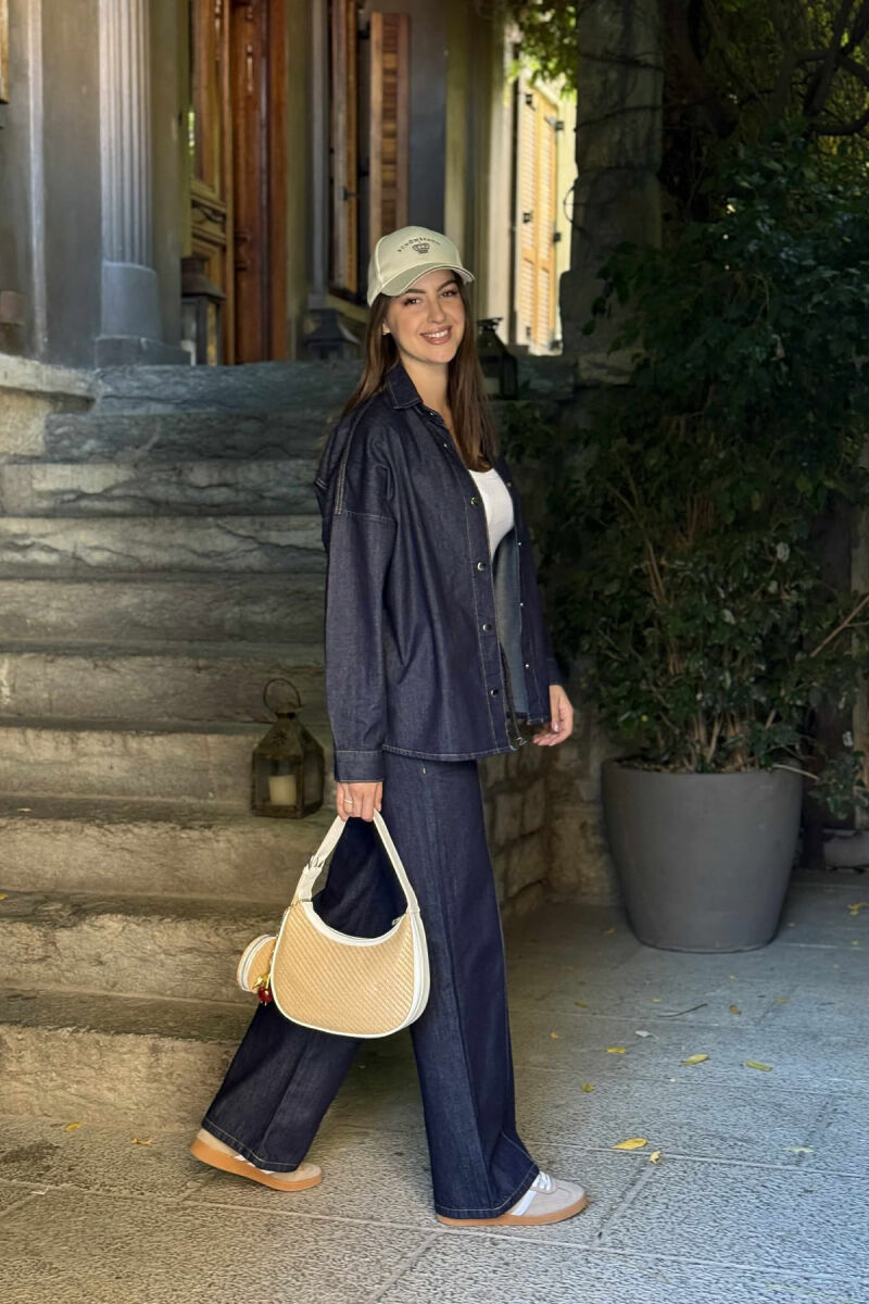 SET XHINS KËMISHË+PANTALLONA PËR FEMRA NË NGJYRË BLU - 2