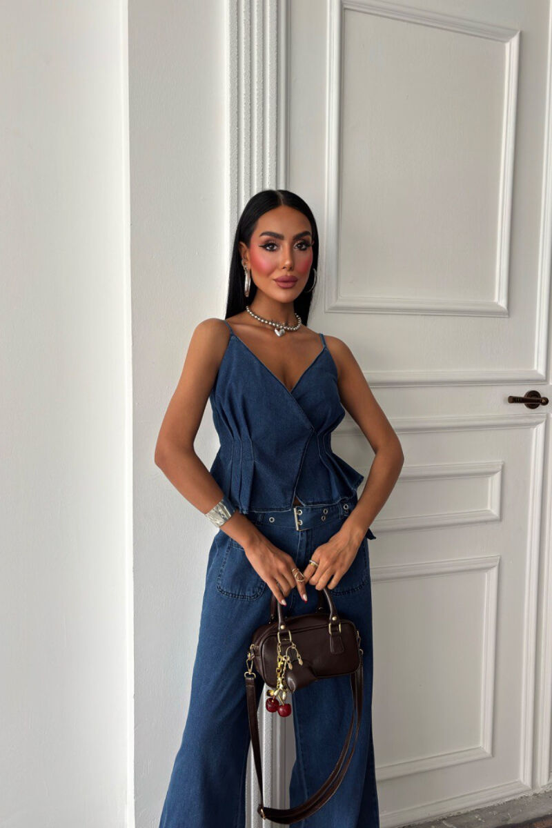 SET XHINS ME DETAJIN E RRIPIT KANATIERE+XHINSE PËR FEMRA NË NGJYRËN BLU - 4