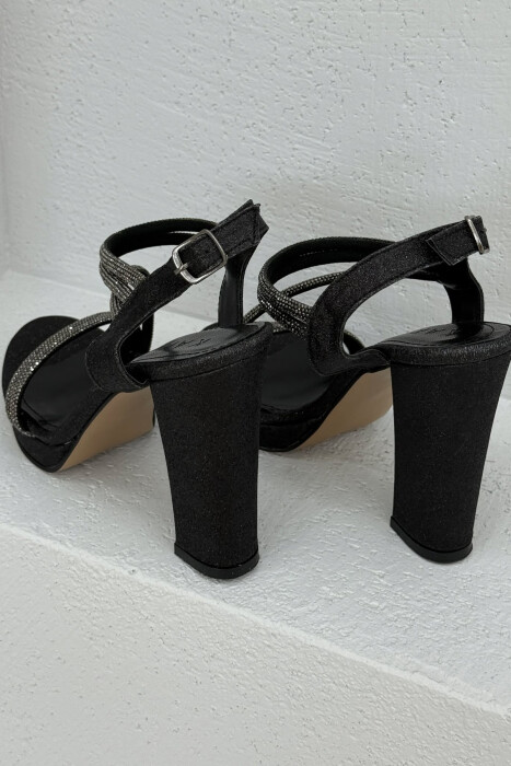 SHINNY HIGH HEEL WOMEN SANDALS BLACK/ E ZEZE - 2