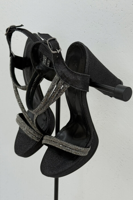 SHINNY HIGH HEEL WOMEN SANDALS BLACK/ E ZEZE - 3