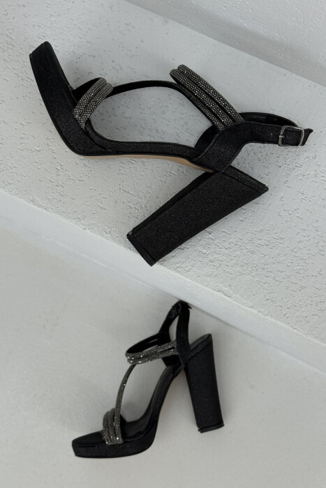 SHINNY HIGH HEEL WOMEN SANDALS BLACK/ E ZEZE - 4