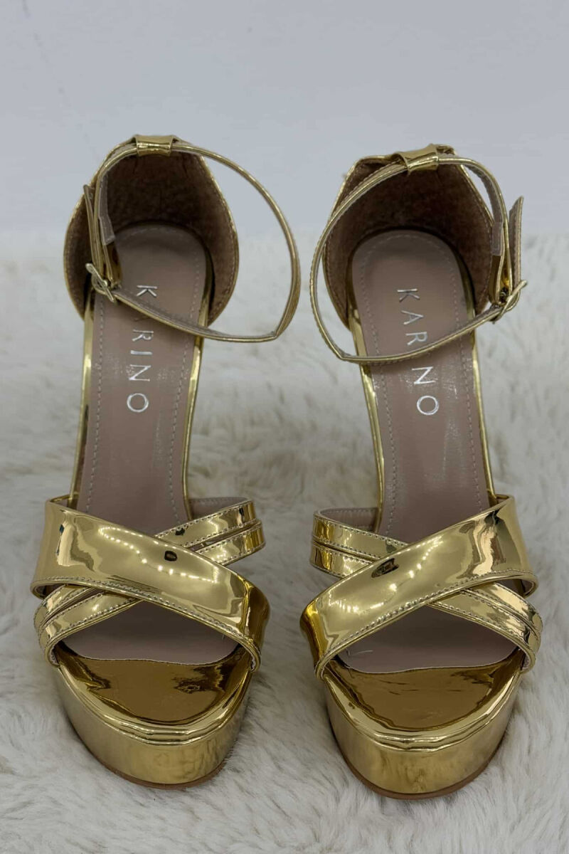 SHINNY HIGH HEEL WOMEN SANDALS GOLDEN ROD/GOLD - 3
