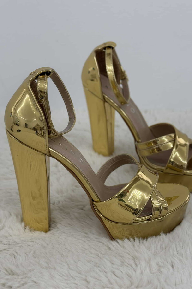 SHINNY HIGH HEEL WOMEN SANDALS GOLDEN ROD/GOLD - 5