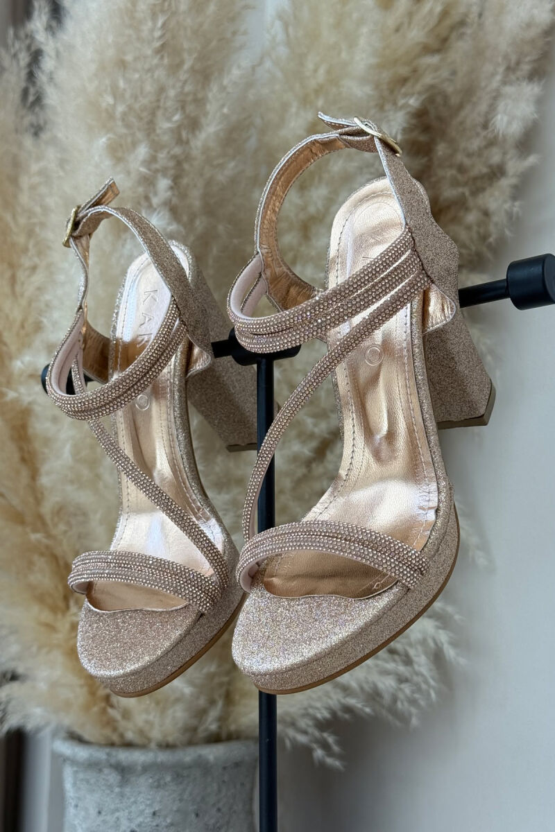 SHINNY HIGH HEEL WOMEN SANDALS GOLDEN ROD/GOLD - 1