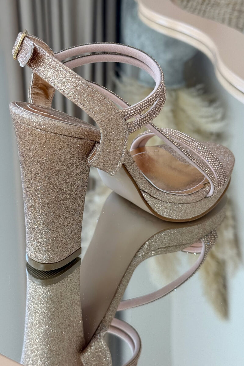 SHINNY HIGH HEEL WOMEN SANDALS GOLDEN ROD/GOLD - 3