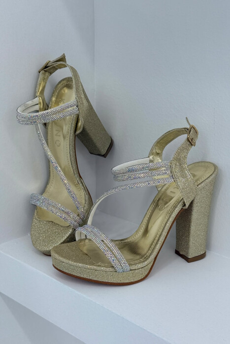 SHINNY HIGH HEEL WOMEN SANDALS YELLOW/E VERDHE - 1