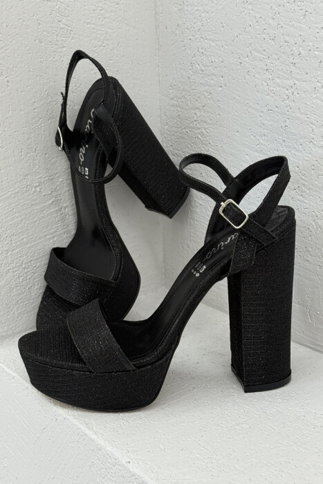 SHINNY HIGHT HEEL WOMEN SANDALS BLACK/ E ZEZE - 1