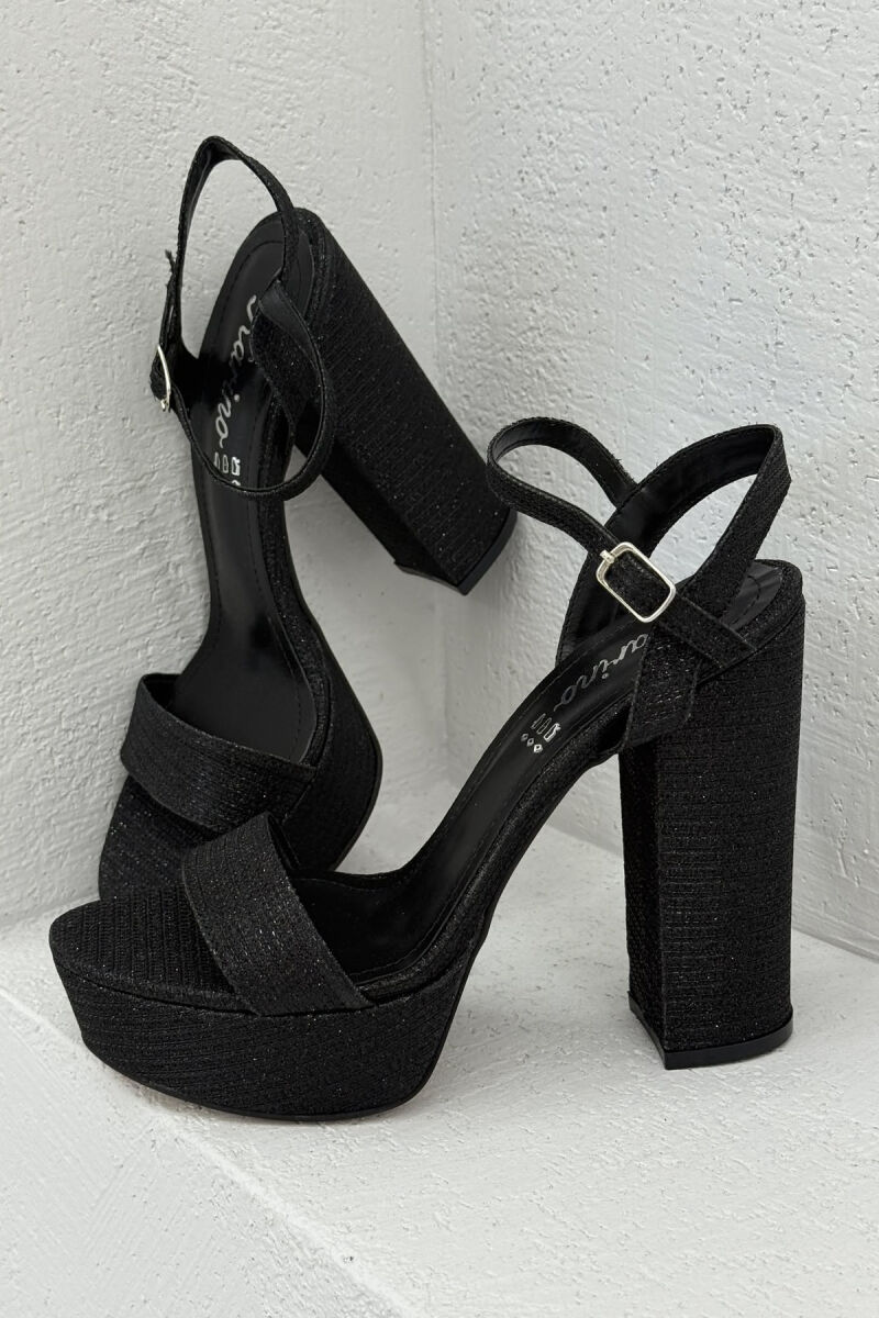 SHINNY HIGHT HEEL WOMEN SANDALS BLACK/ E ZEZE - 1