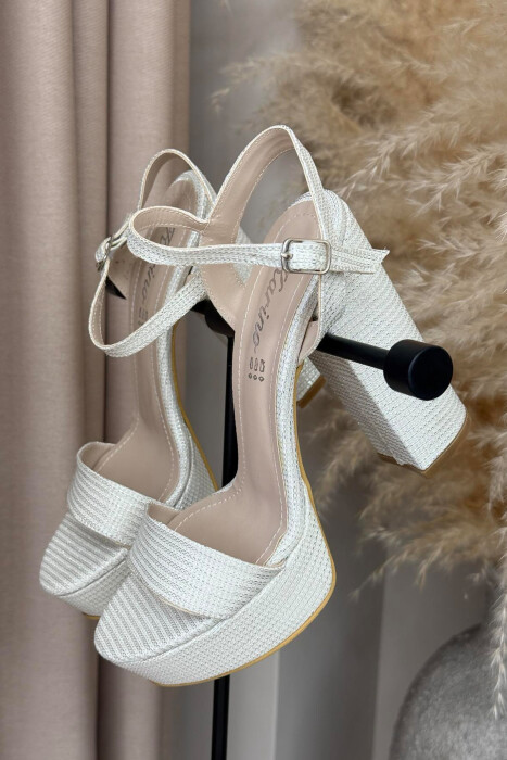 SHINNY HIGHT HEEL WOMEN SANDALS CREAM/KREM 