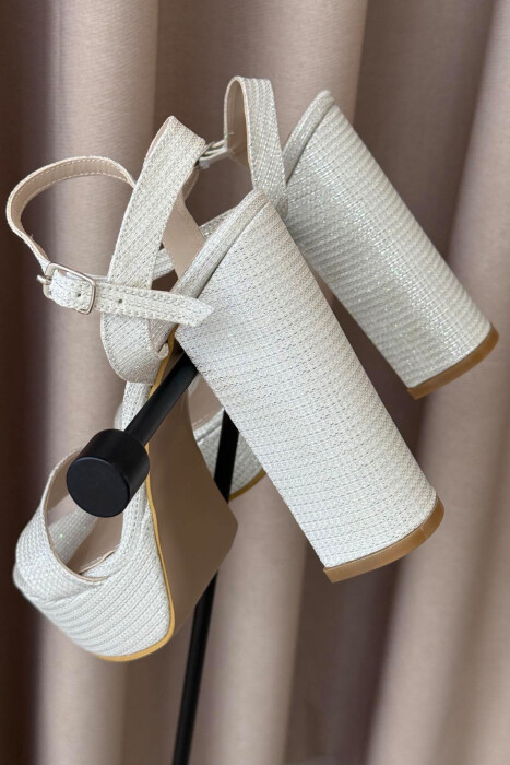 SHINNY HIGHT HEEL WOMEN SANDALS CREAM/KREM - 2