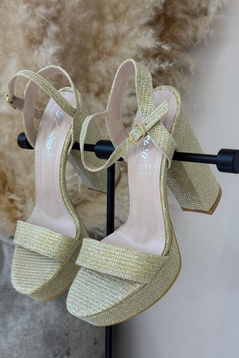 SHINNY HIGHT HEEL WOMEN SANDALS GOLDEN ROD/GOLD - 2