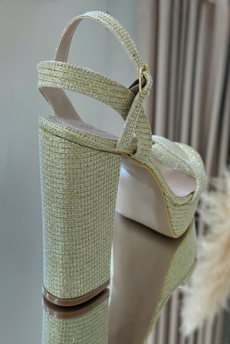 SHINNY HIGHT HEEL WOMEN SANDALS GOLDEN ROD/GOLD - 3