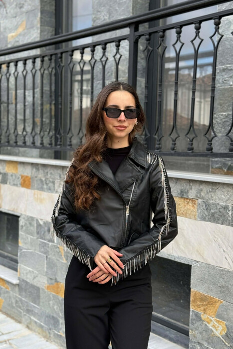 XHAKETE E SHKURTER LEKURE ME DETAJIN E GUREVE PER FEMRA NE NGJYRE TE ZEZE - KLAUDIO FASHION