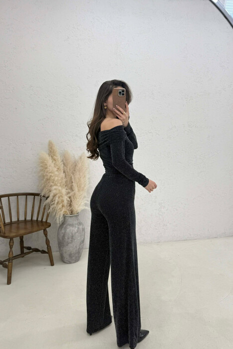 SHINY SWEATSHIRT + TROUSERS WOMAN SET BLACK/ E ZEZE - 4