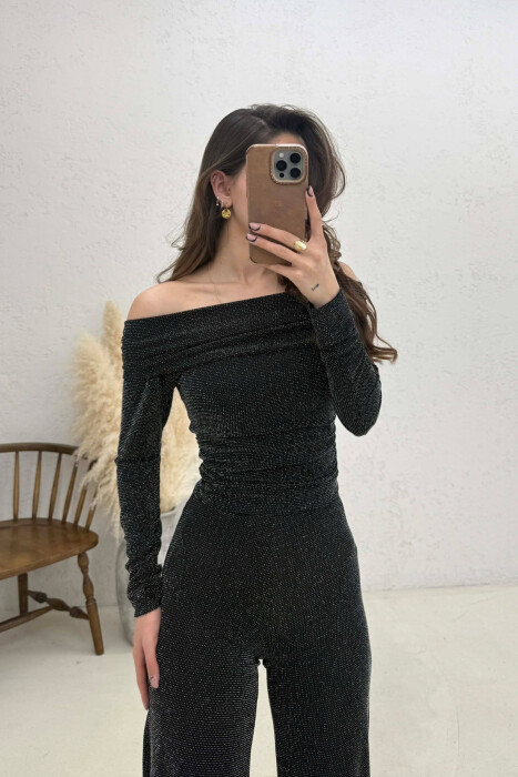 SHINY SWEATSHIRT + TROUSERS WOMAN SET BLACK/ E ZEZE - 3