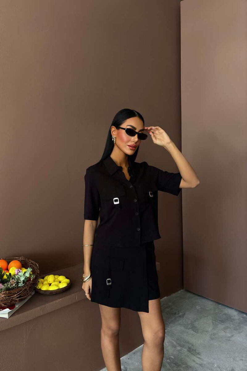 SHIRT+SKORT POCKETS DETAIL WOMEN SET BLACK/ E ZEZE - 2