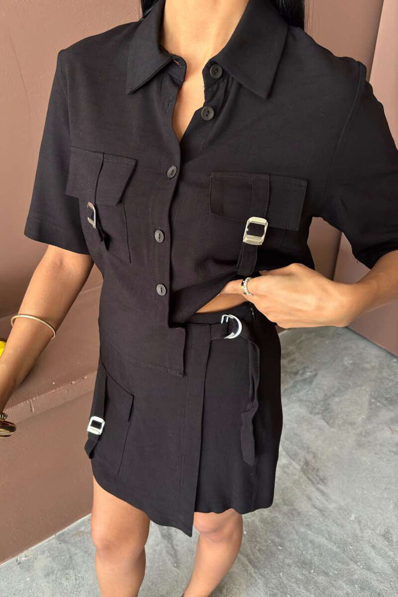 SHIRT+SKORT POCKETS DETAIL WOMEN SET BLACK/ E ZEZE - 4