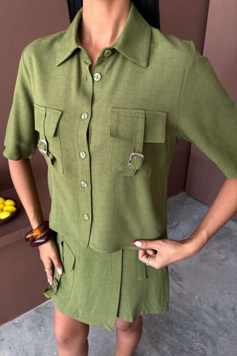 SHIRT+SKORT POCKETS DETAIL WOMEN SET GREEN/JESHILE - 4