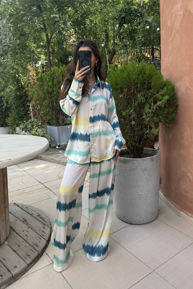 SHIRT+TROUSERS ABSTRACT DESIGN WOMEN SET MULTIPLE/SHNGJ - 1