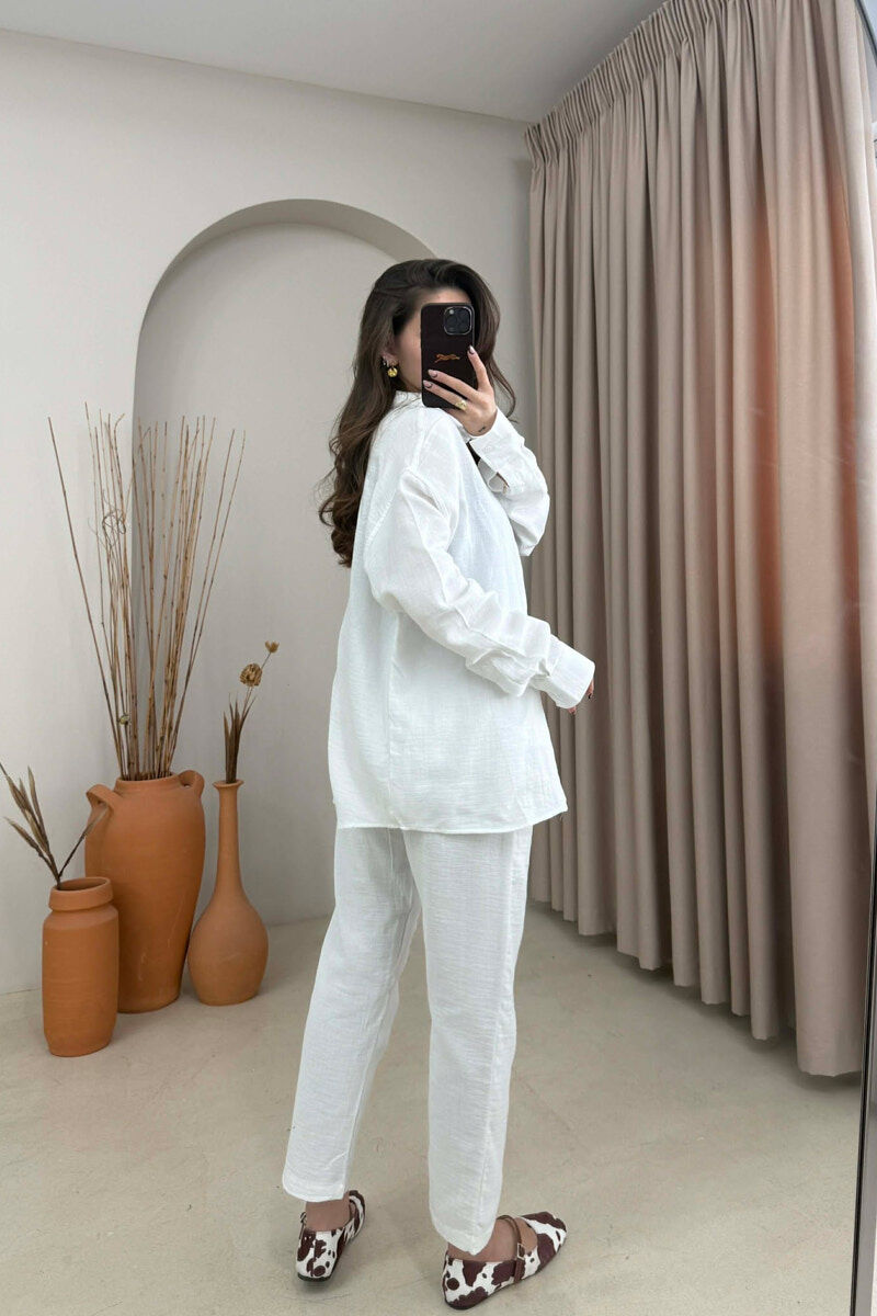 SHIRT+TROUSERS LACINGS ONE COLOR WOMEN SET WHITE-E BARDHE - 4