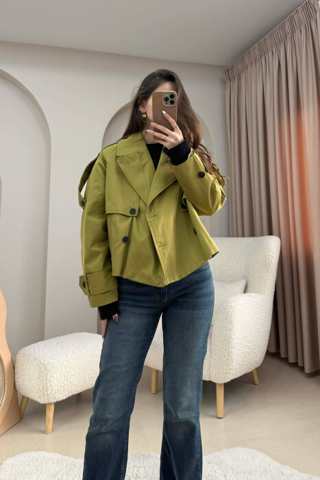 PALLTO E SHKURTER PER FEMRA NE NGJYRE JESHILE TE ZBARDHUR - KLAUDIO FASHION