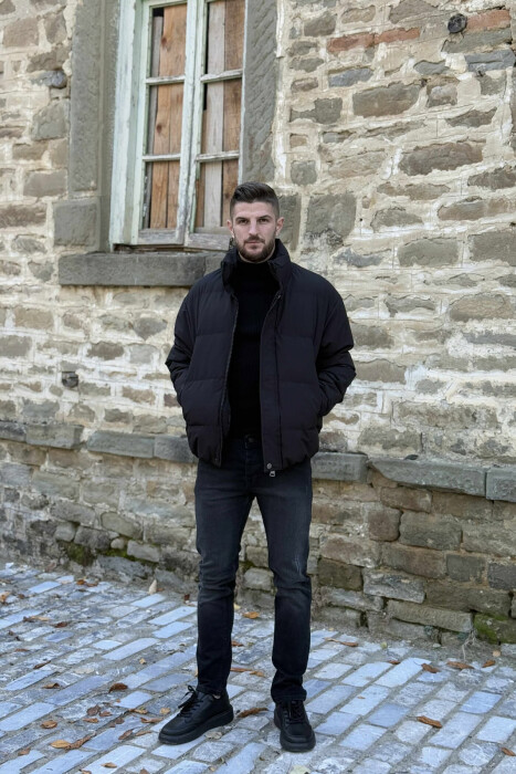 SHORT DOWN ONE COLOR MEN PUFFER JACKET BLACK/ E ZEZE - 2