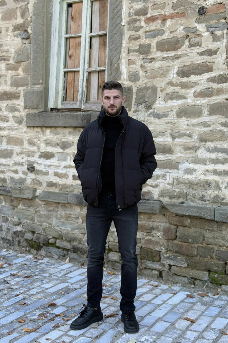 SHORT DOWN ONE COLOR MEN PUFFER JACKET BLACK/ E ZEZE - 2