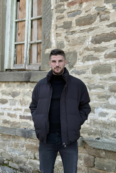 SHORT DOWN ONE COLOR MEN PUFFER JACKET BLACK/ E ZEZE - 3