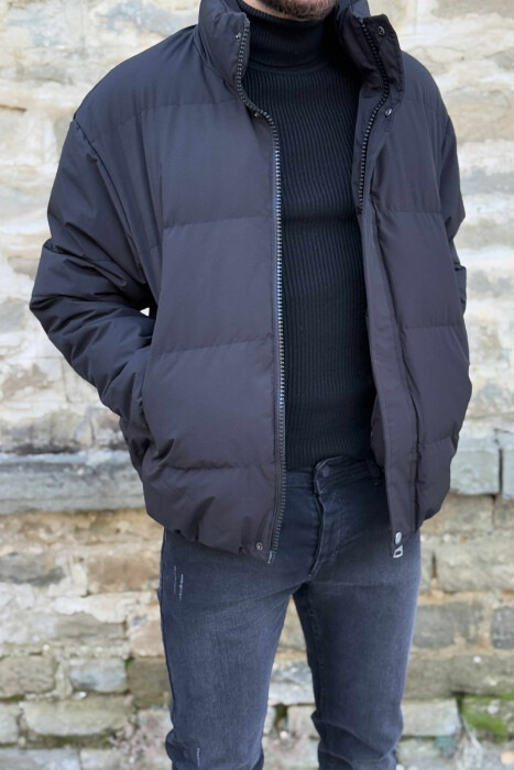 SHORT DOWN ONE COLOR MEN PUFFER JACKET BLACK/ E ZEZE - 1