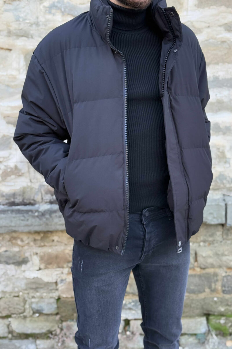 SHORT DOWN ONE COLOR MEN PUFFER JACKET BLACK/ E ZEZE - 1