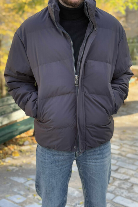 SHORT DOWN ONE COLOR MEN PUFFER JACKET DARK GREY/GEE 