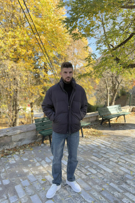 SHORT DOWN ONE COLOR MEN PUFFER JACKET DARK GREY/GEE - 2