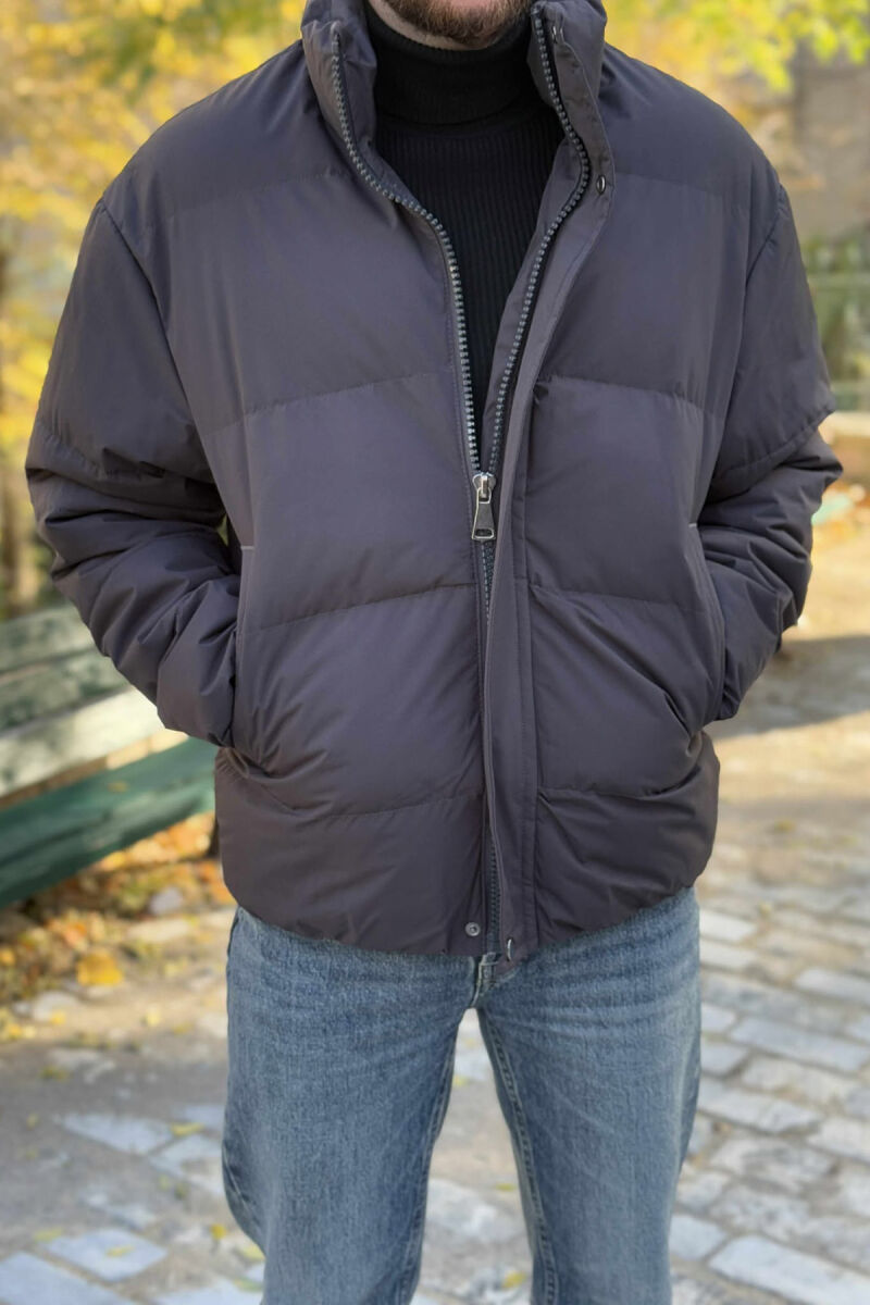SHORT DOWN ONE COLOR MEN PUFFER JACKET DARK GREY/GEE - 1