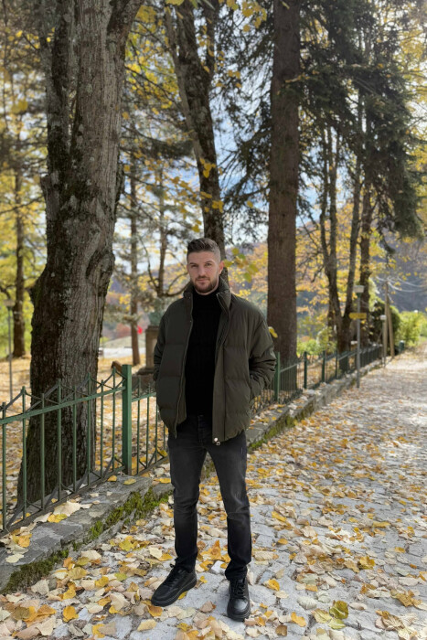 SHORT DOWN ONE COLOR MEN PUFFER JACKET GREEN/JESHILE - 2