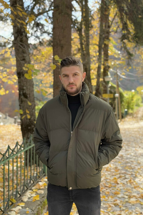 SHORT DOWN ONE COLOR MEN PUFFER JACKET GREEN/JESHILE - 5