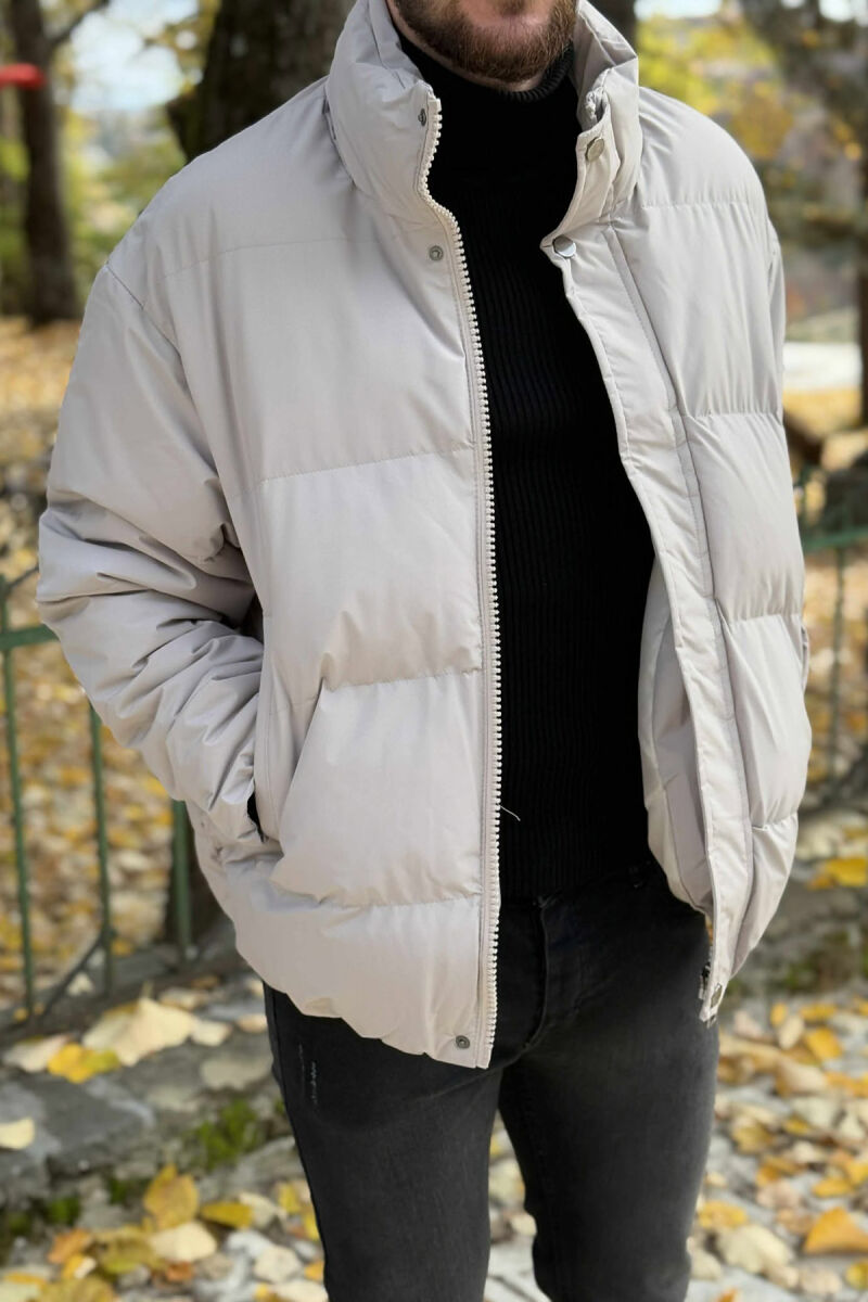 SHORT DOWN ONE COLOR MEN PUFFER JACKET LIGHT GREY/GZ - 1