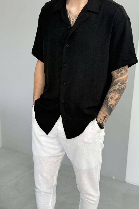 SHORT SLEEVE ONE COLOR MEN SHIRT BLACK/ E ZEZE - 2