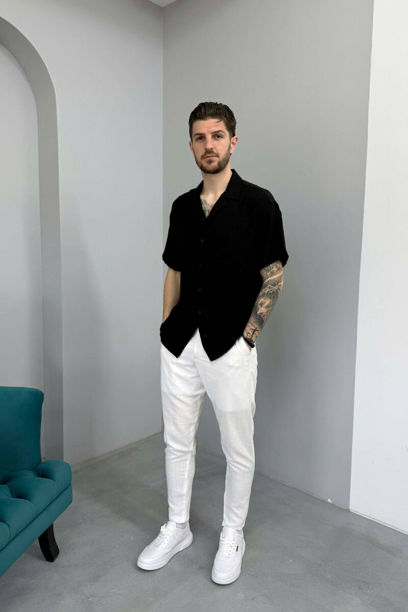 SHORT SLEEVE ONE COLOR MEN SHIRT BLACK/ E ZEZE - 3