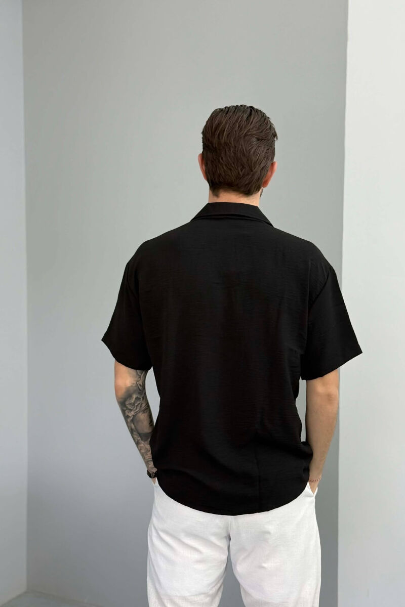 SHORT SLEEVE ONE COLOR MEN SHIRT BLACK/ E ZEZE - 4