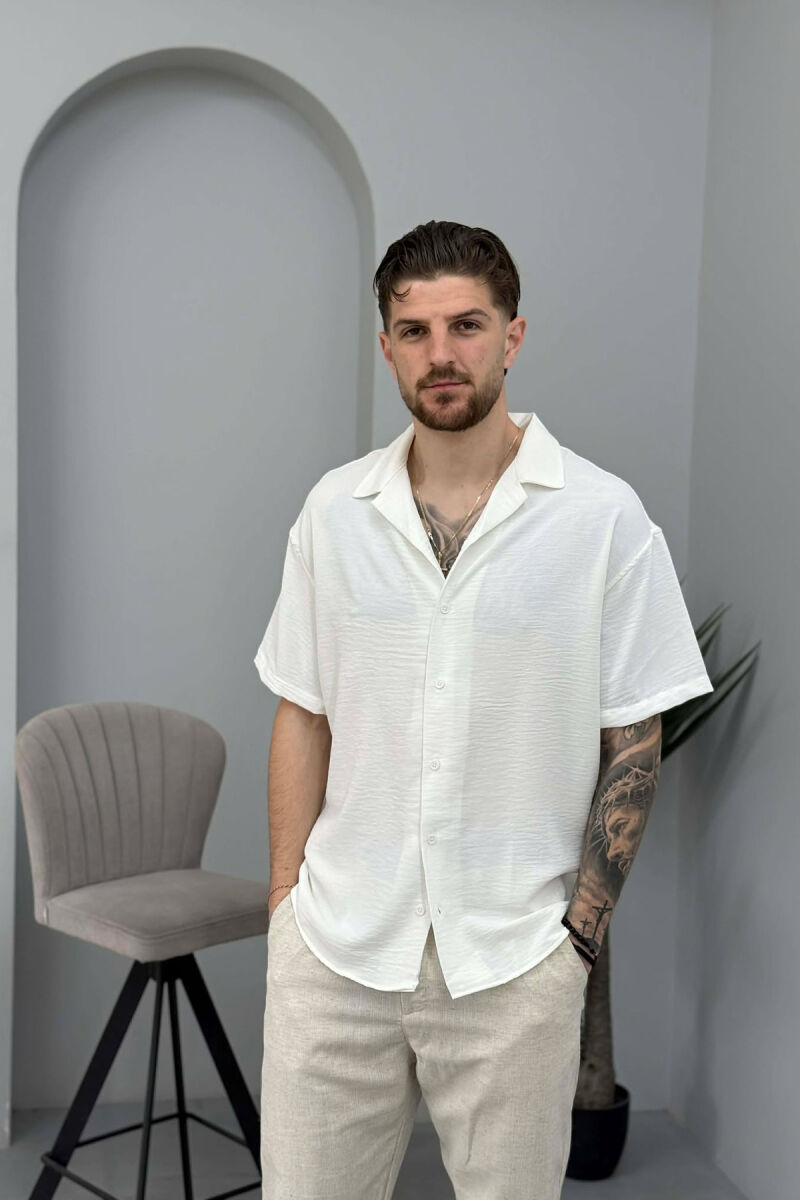 SHORT SLEEVE ONE COLOR MEN SHIRT WHITE-E BARDHE - 1