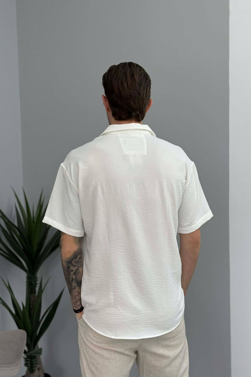 SHORT SLEEVE ONE COLOR MEN SHIRT WHITE-E BARDHE - 4